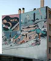 Fresque rue Marietton en bas du Boulevard de la Duchère à Vaise Lyon 9ème par Ever Meulen (Mur’Art. 1994)