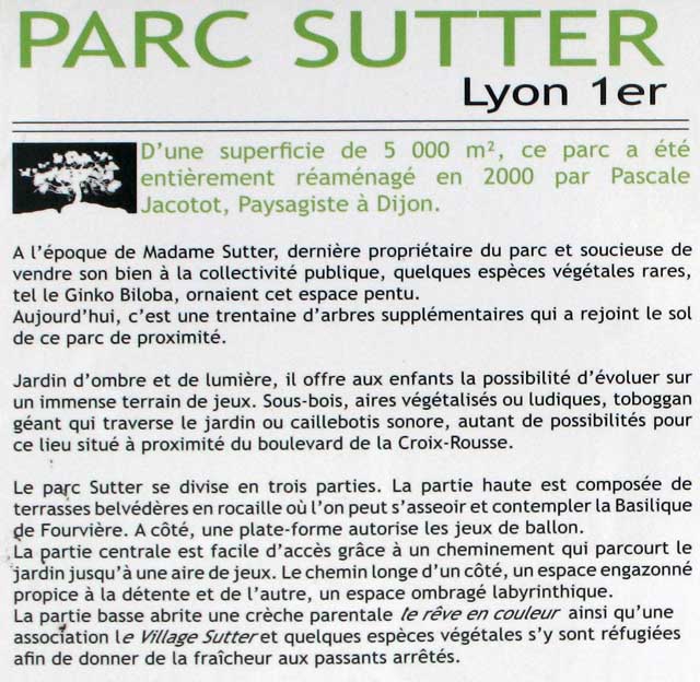 Parc Sutter Lyon 1er