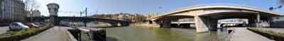 Viaduc Chemin de Fer et Viaduc Autoroute pr�s du pont Kitchener sur la Sa�ne *pm